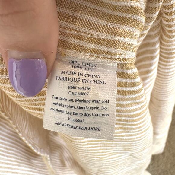 Faherty Striped Linen Beach Maxi Shirt Dress Button Down Vacation Oversized XS - Picture 8 of 9
